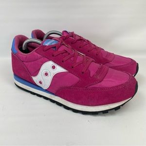 Saucony Jazz Original vtg Women's Sneakers Size 5.5 Fuchsia Pink & Blue VGC